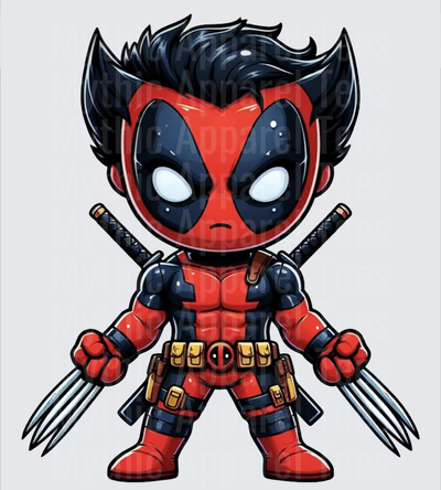 Marvel Super Heroes Chibi Deadpool Wolverine Fusion Claws