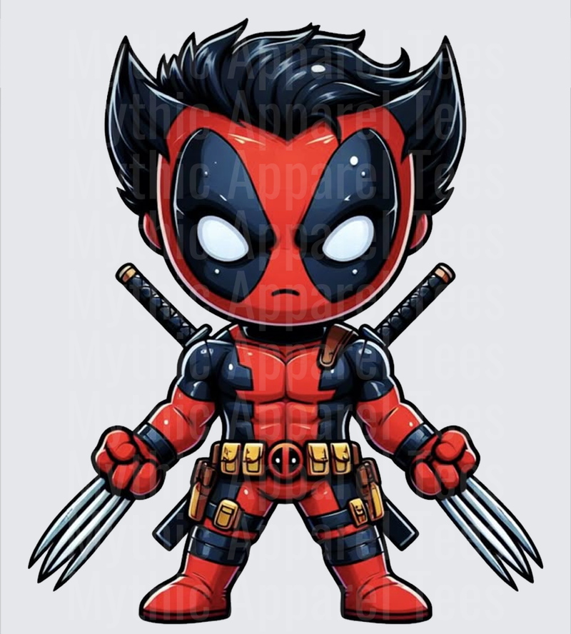 Marvel Super Heroes Chibi Deadpool Wolverine Fusion Claws