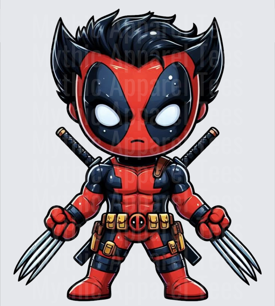 Marvel Super Heroes Chibi Deadpool Wolverine Fusion Claws