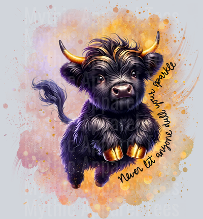 Highland Cow Sparkle Don't Let Them Dull Your Sparkle DTF Inspirational Transfers