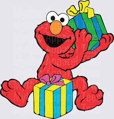 Sesame Street Elmo Sitting with Colorful Birthday Gifts