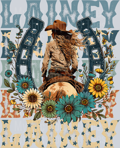 Lainey Horseshoe with flowers Cowgirl DTF Western Transfers