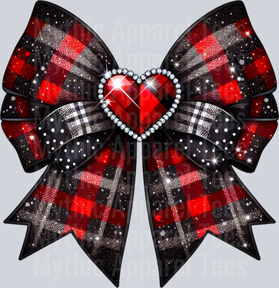 Bow RED and BLACK Plaid Style Combo Valentines Day Design