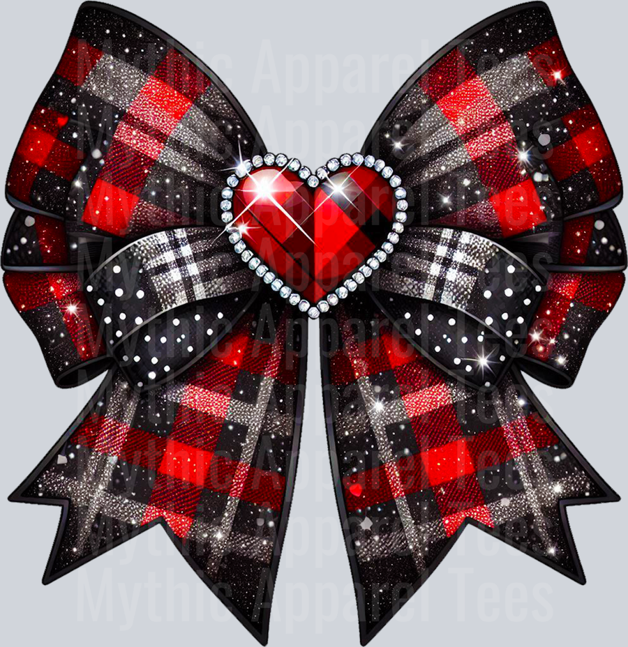 Bow RED and BLACK Plaid Style Combo Valentines Day Design