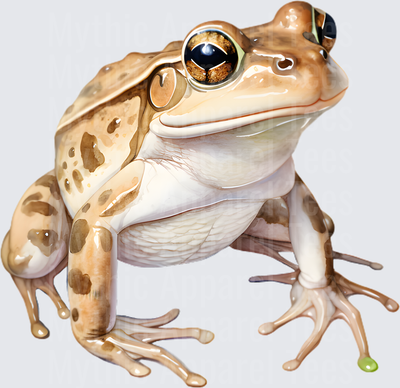 Realistic Watercolor Leopard Frog with Brown Spots and Golden Eyes