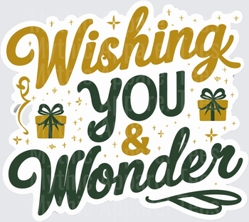 Christmas Wishing You Joy & Wonder Gold Green Gift Typography