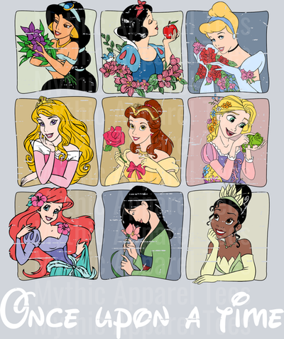 Once upon a time disney princesses frames white  DTF Disney Transfers