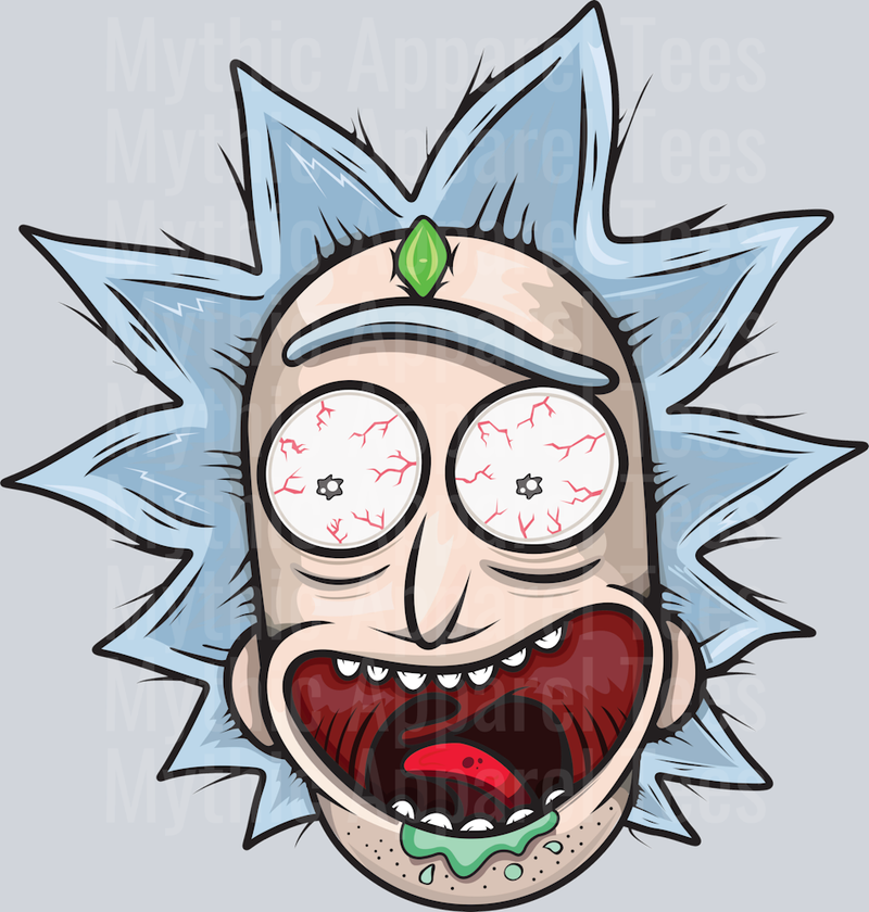 Rick from Rick and Morty Stoned Eyes DTF Rick and Morty Transfers
