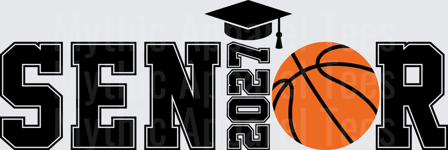 Senior 2027 Basketball Graduation Cap Block Letter Design
