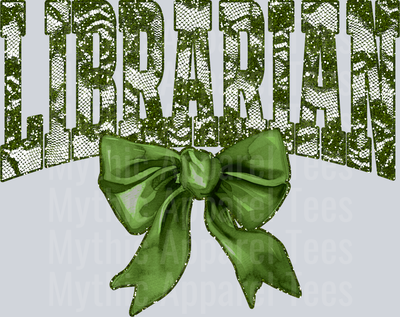 Olive Green Lace Librarian St Patrick's Day College Font Floral and shamrock pattern