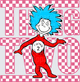 DR Seuss Thing Two Pink Checkered Bold Letter Design