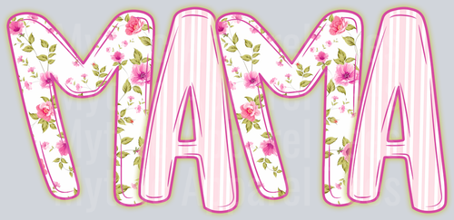 MaMa Light Pink Floral Pattern DTF MaMa Transfers