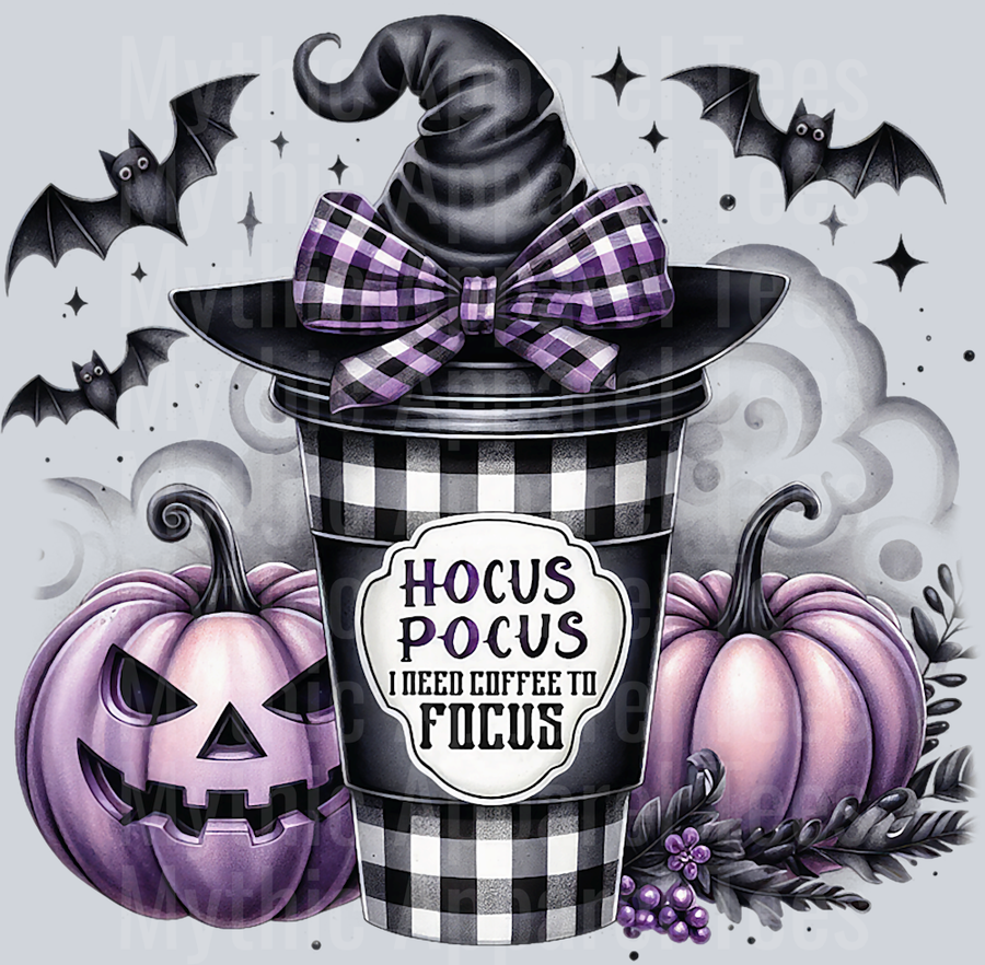Hocus Pocus I Need Coffee To Focus Halloween Witch Costume T-Shirt