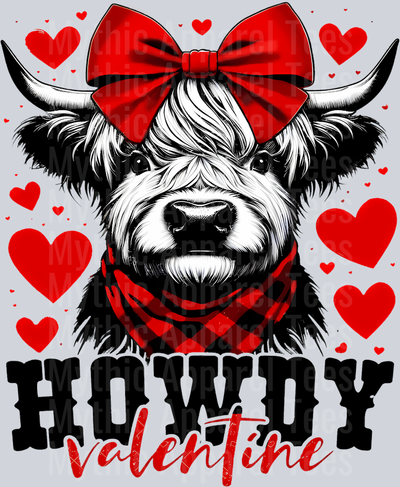 188 Howdy Valentine Highland Cow Happy Valentine_S Day Long Sleeve T-Shirt