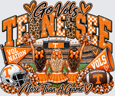 Tennessee Vols Go Vols More Than A Game Three Cheerleaders Neyland Stadium Vol Nation Orange Glitter Leopard Checkered