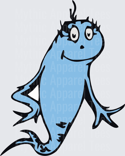 DR Seuss Blue Fish One Fish Two Fish Smiling Character