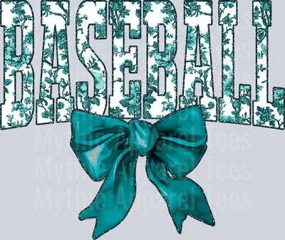 Teal Baseball College Font Floral Pattern School Spirit & Sports