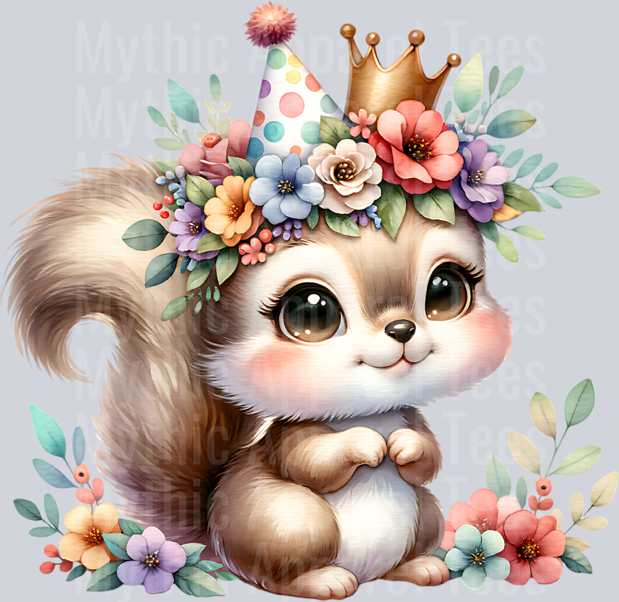 BABY SQUIRREL IN PARTY HAT CLIPART