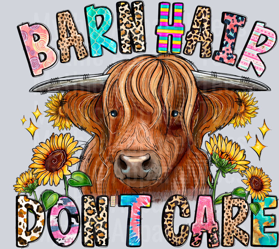 Barn Hair Dont Care Highland Cow 4th of july DTF Patriotic Transfers