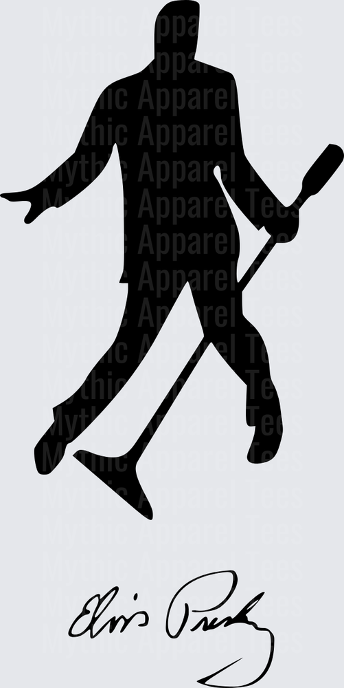 Elvis Presley Signature Silhouette Dynamic Performance Pose with Microphone Stand