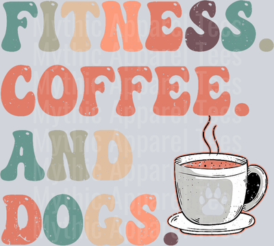 Fitness coffee and dogs cup with paw print dog DTF Coffee Transfers