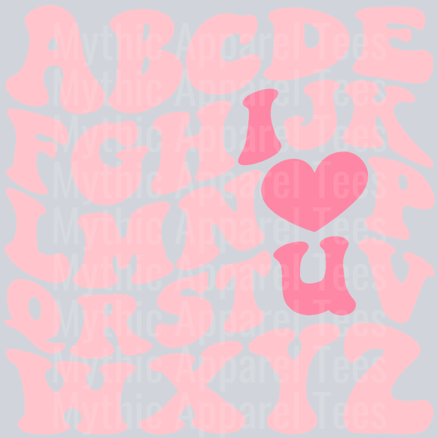 ABC I Love You Wavy Retro Funny Designs Valentines Day
