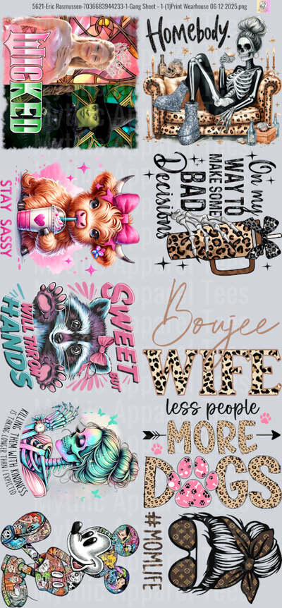 Variety Mix GANG SHEET 10 FULL SIZE IMAGES