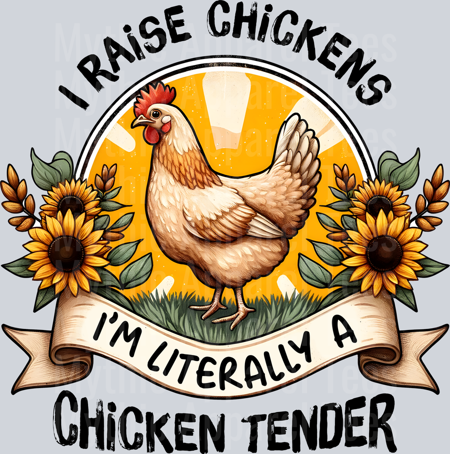 I raise chickens im literally a chicken tender sunflowers DTF Chicken Transfers