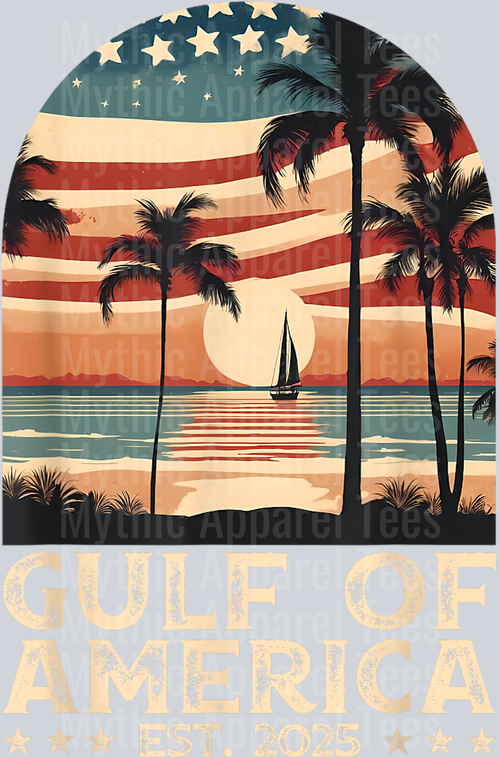 Retro Gulf Of USA America Est 2025 American Flag Gulf Mexico 12 DTF Gulf Of America Transfers