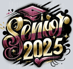 Senior Graduation, Class of 2025 Transfers, Maroon and Gold Design, Airbrushed Style, Inspirational, School Spirit, DTF Transfer