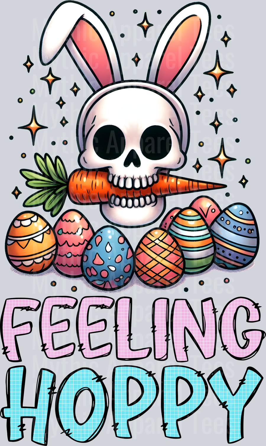 Feeling Hoppy Easter Skull Bunny DTF Skull Transfers