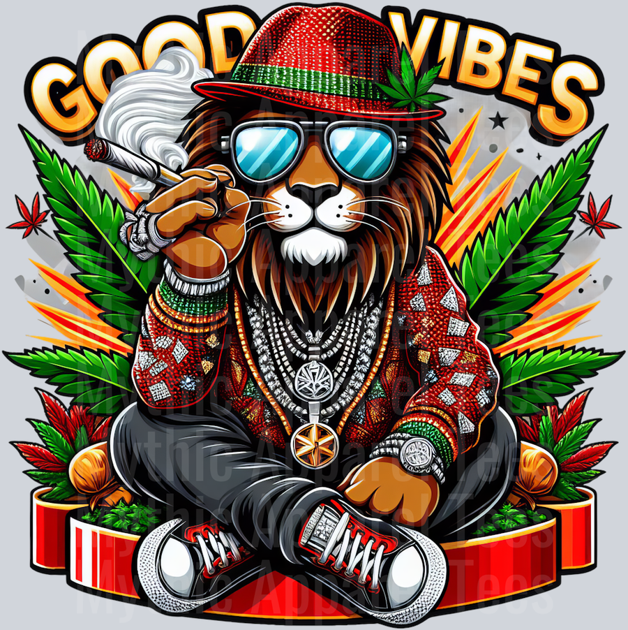 Lion Rasta Colors floral colors weed plant DTF Weed Transfers