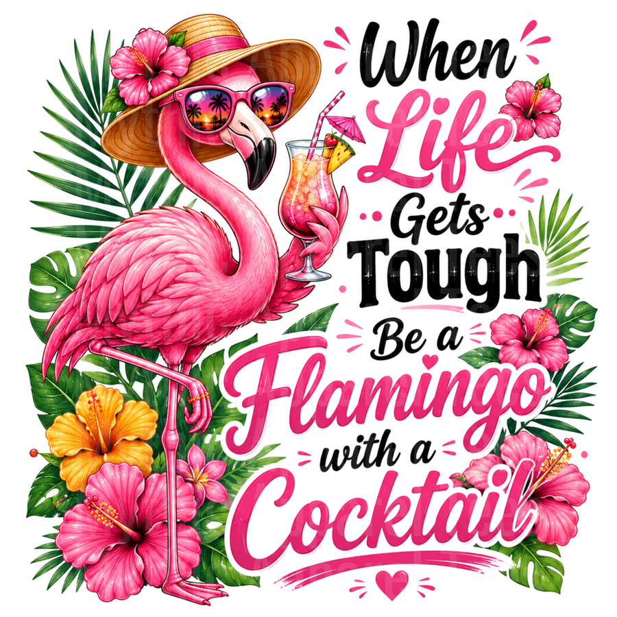 Flamingo With Sunglasses Cocktail When Life Gets Tough Quote