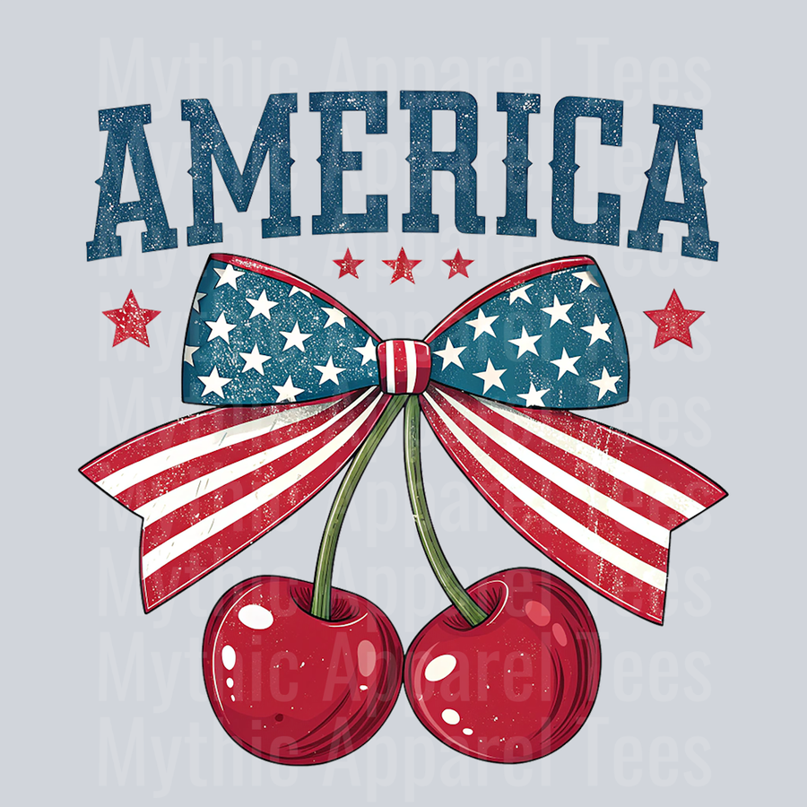 Retro America Coquette USA stars and stripes bow America DTF Patriotic Transfers