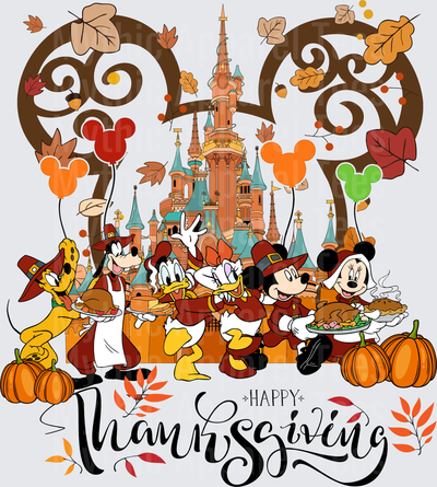 Disney Fall and Thanksgiving Mickey and Friends Pilgrim Feast Castle Happy Thanksgiving