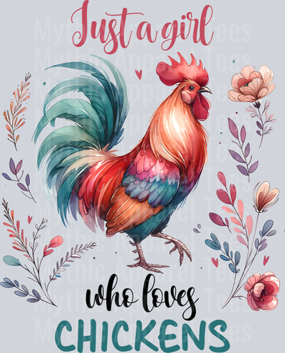 Just a girl who loves chickens pastels DTF Chicken Transfers