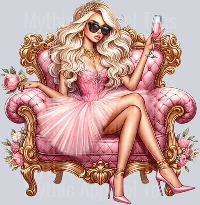 10 Glam Champagne Drinking Girl DTF Glam Transfers