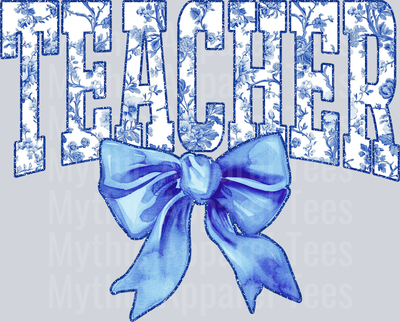 Light Blue Toile Teacher College Font Floral Teacher Design