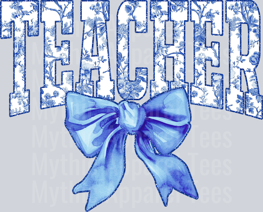 Light Blue Toile Teacher College Font Floral Teacher Design