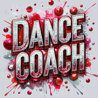 0016 Dance Coach Sequins Red DTF Dance Coach Transfers