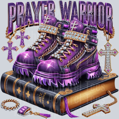 boots on bible Purple Prayer Warrior DTF Religious Transfers