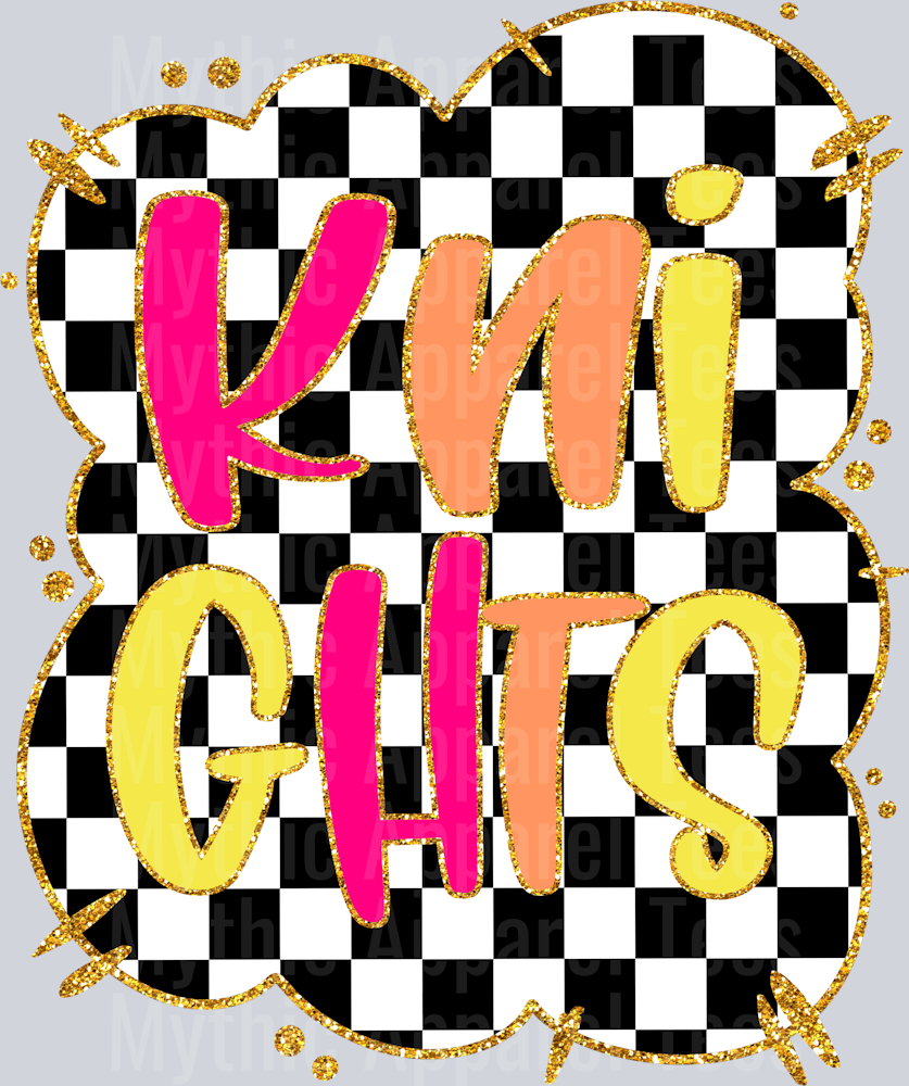 Checker Pattern Knight Mascot Knights Checker DTF Transfer Bold Sports Design