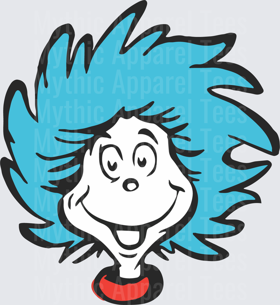 DR Seuss Thing 1 or Thing 2 Face Wild Blue Hair