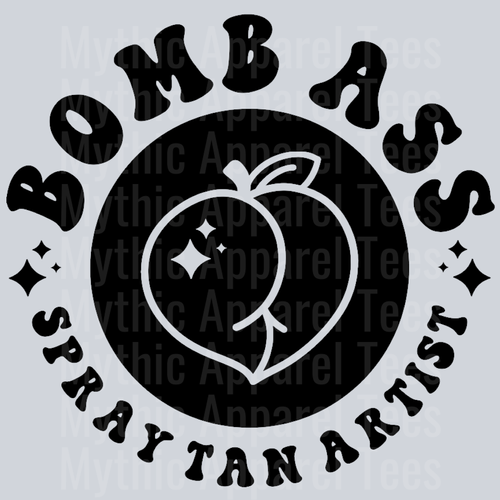 Bomb Ass Spray Tan Artist Pocket Design Wavy Retro Funny Designs