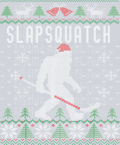 34 Slapsquatch  Christmas Hockey Sasquatch  Bigfoot T-Shirt