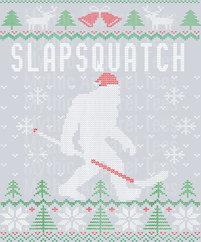 34 Slapsquatch  Christmas Hockey Sasquatch  Bigfoot T-Shirt