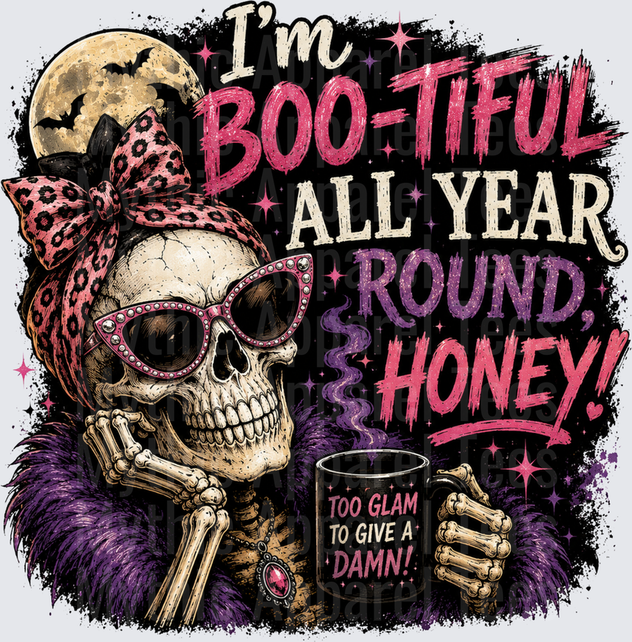 Glamorous Skeleton Messy Bun Leopard Bow Cat Eye Glasses Coffee Mug I'm Boo-Tiful All Year Round Honey Too Glam To Give A Damn Full Moon Bats Halloween