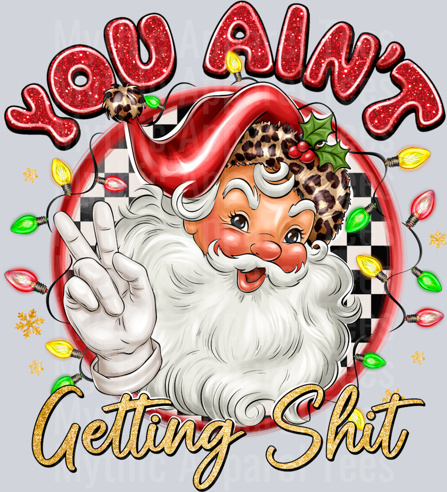 You Ain't Getting Shit Funny Santa Christmas Checker Lights