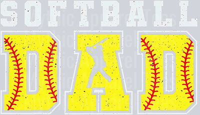 Softball Dad Yellow Ball with Red Stitches DTF Dad Transfers