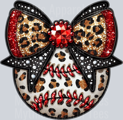 Leopard Baseball Glitter and Rhinestone School Spirit & Sports